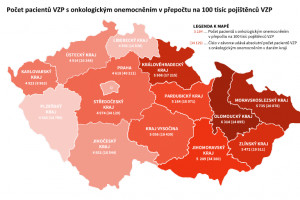 Onkologickou diagnózu si nejčastěji vyslechli klienti VZP v Olomouckém kraji. V absolutních číslech je na tom nejhůř Praha
